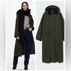 MANGO Stylish Olive Green Trench Coat